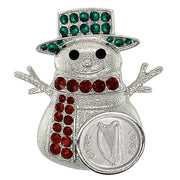 Irish Coin Snowman Brooch