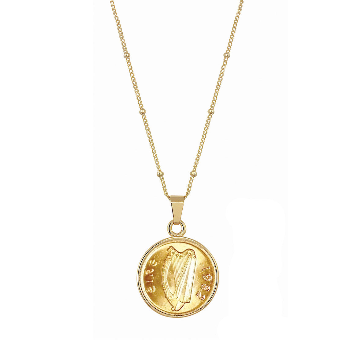 Gold Layered Irish Half Penny Goldtone Pendant 