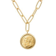 French 20 Centimes Goldtone Paper Clip Necklace