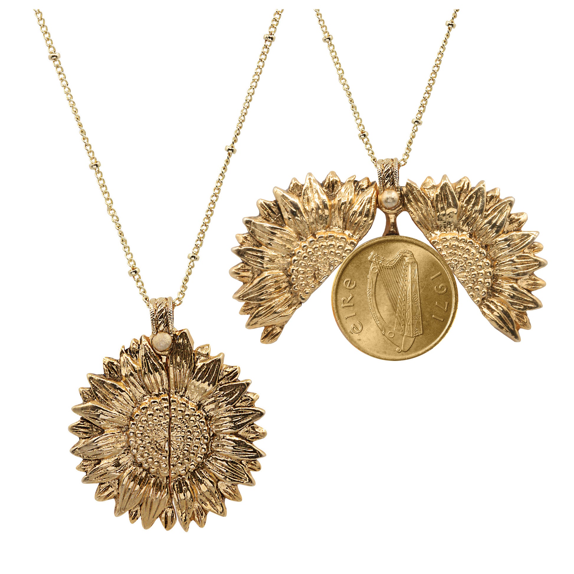 Sunflower Gold Layered Irish Penny Coin Necklace