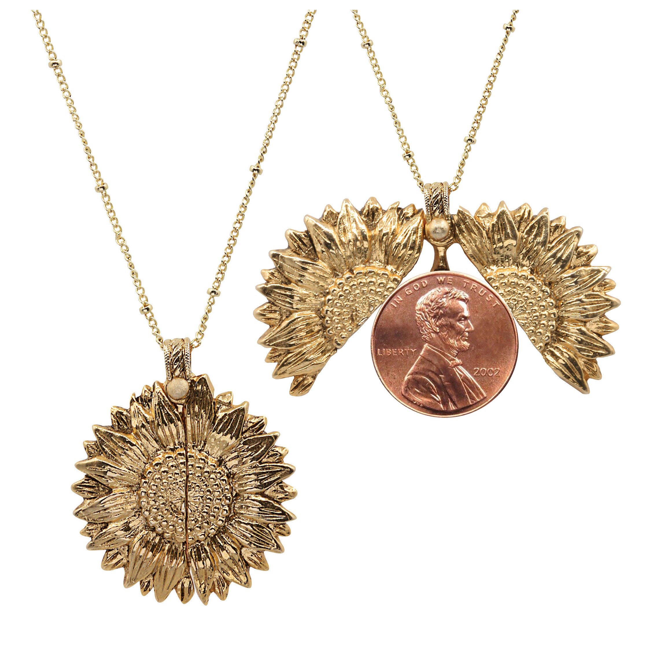 Sunflower 2002 Lincoln Penny Coin Necklace