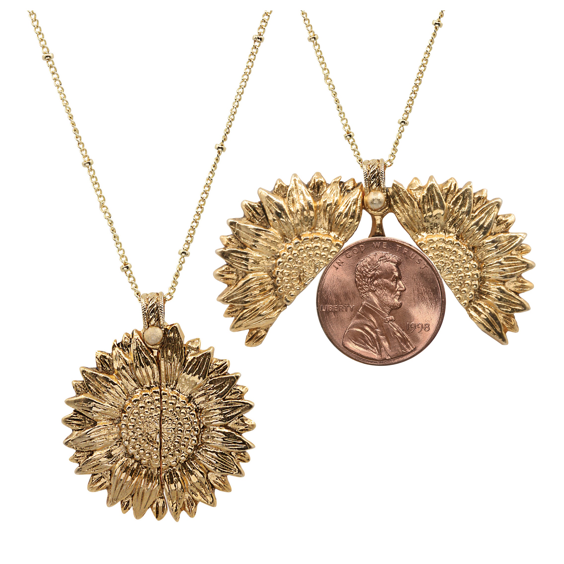 Sunflower 1998 Lincoln Penny Coin Necklace