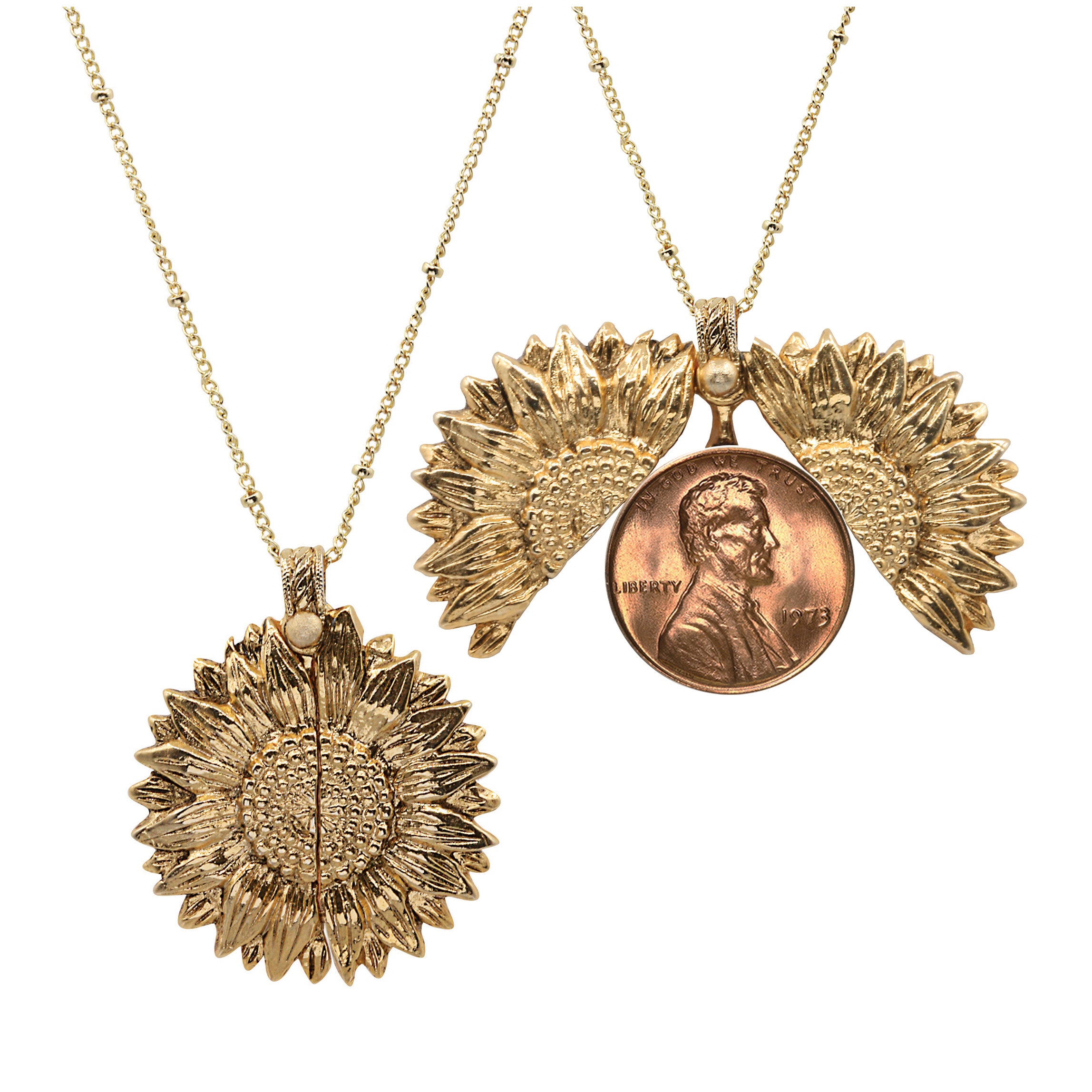 Sunflower 1973 Lincoln Penny Coin Necklace