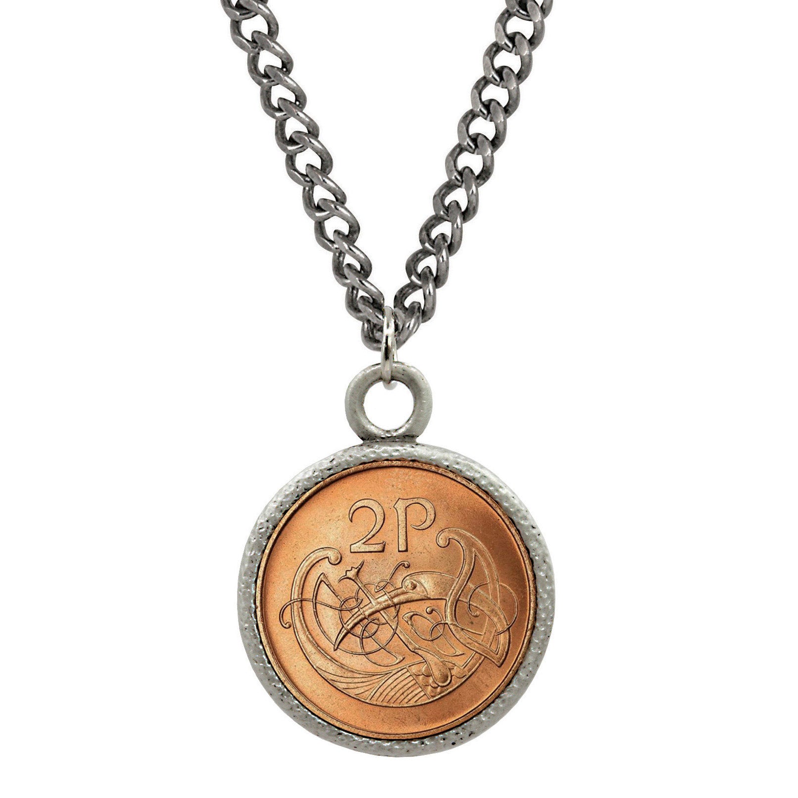 Irish 2 Pence Coin Pendant Necklace