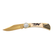 Liberty Nickel Pocket Knife with American Bald Eagle and United States Flag Design