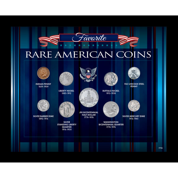 Favorite Rare American Coins in Frame – The Franklin Mint