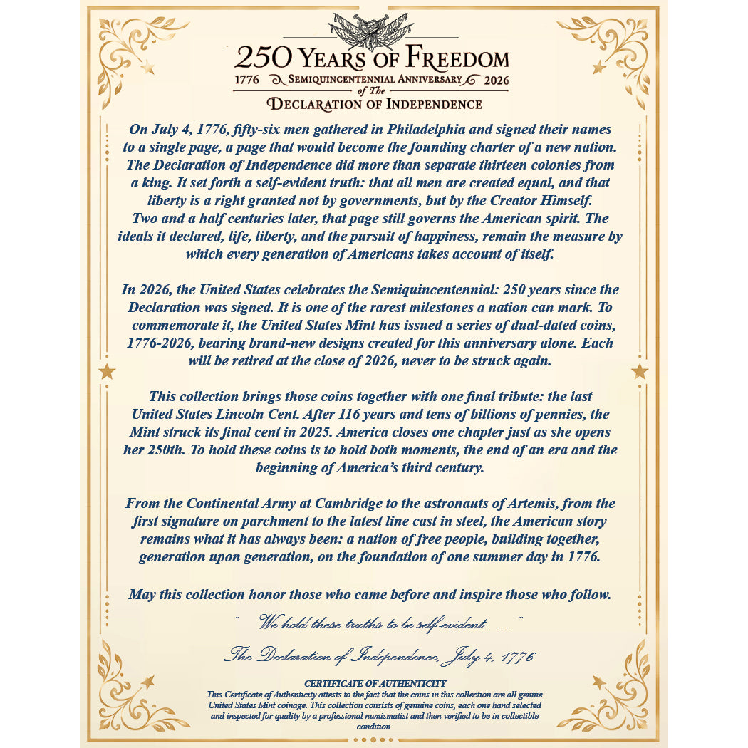 United States Semiquincentennial 250th Anniversary Coin Set - Brilliant Uncirculated