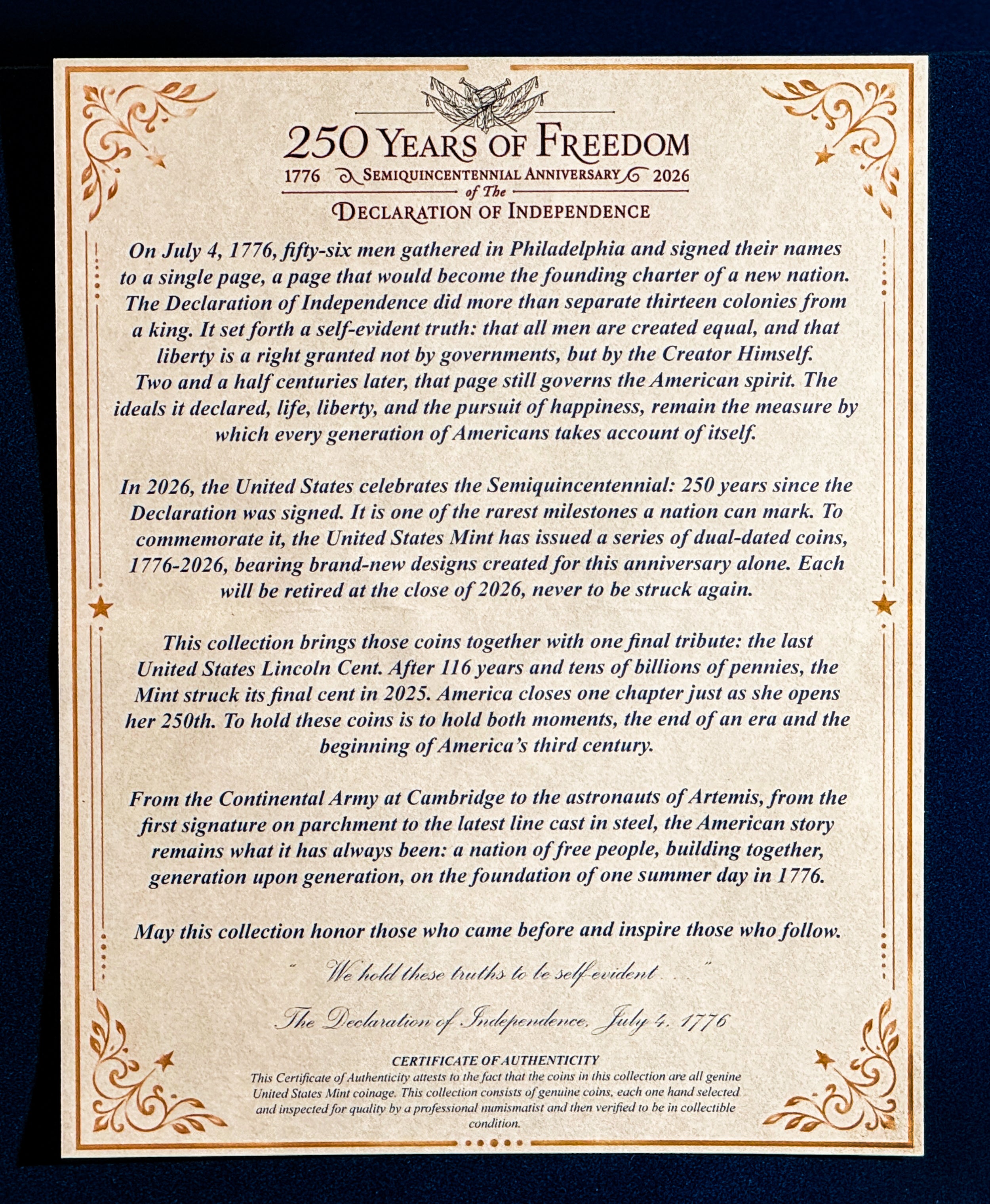 250 Years of Freedom - 2026 United States 250th Anniversary Coin Set