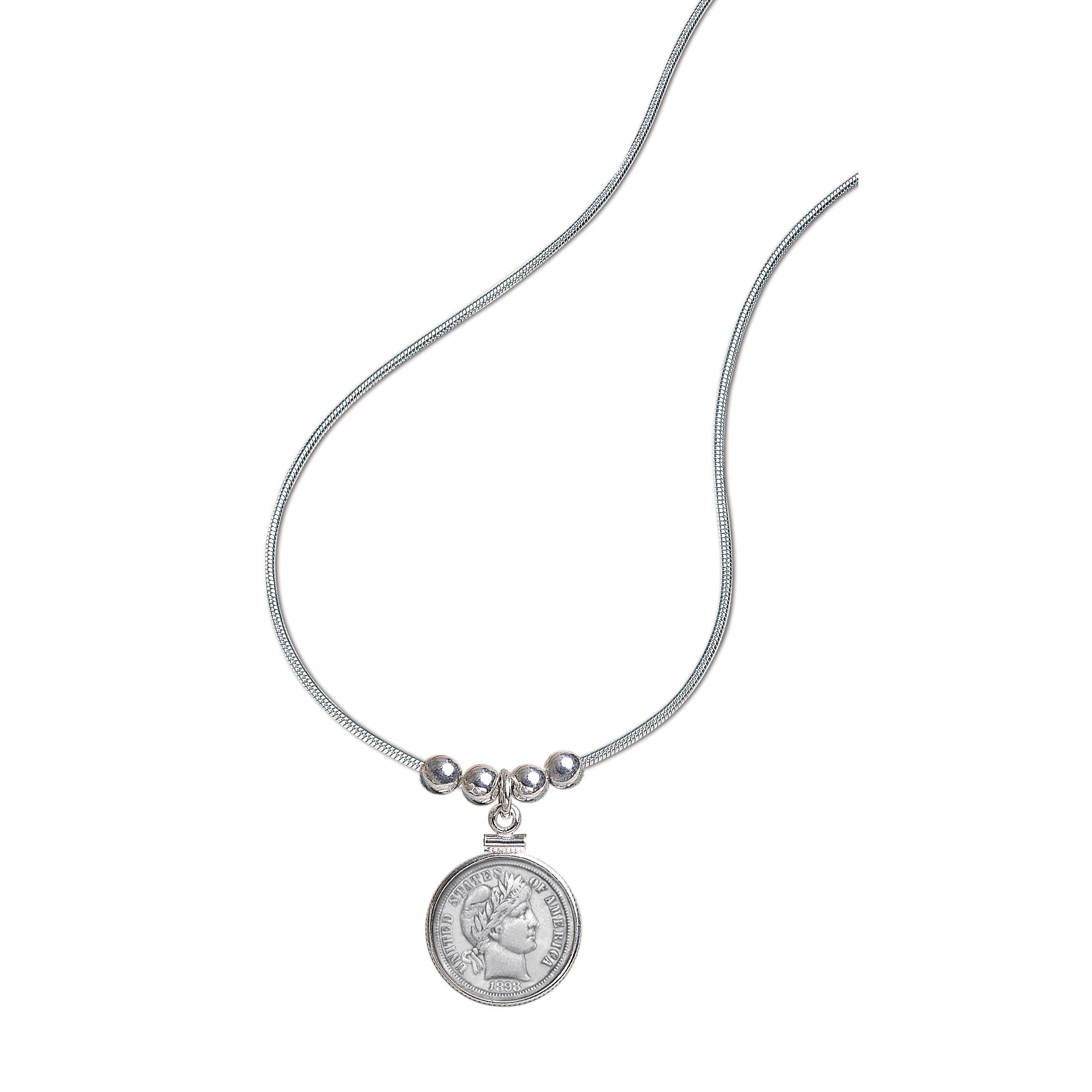Sterling Silver Barber Dime Coin Pendant