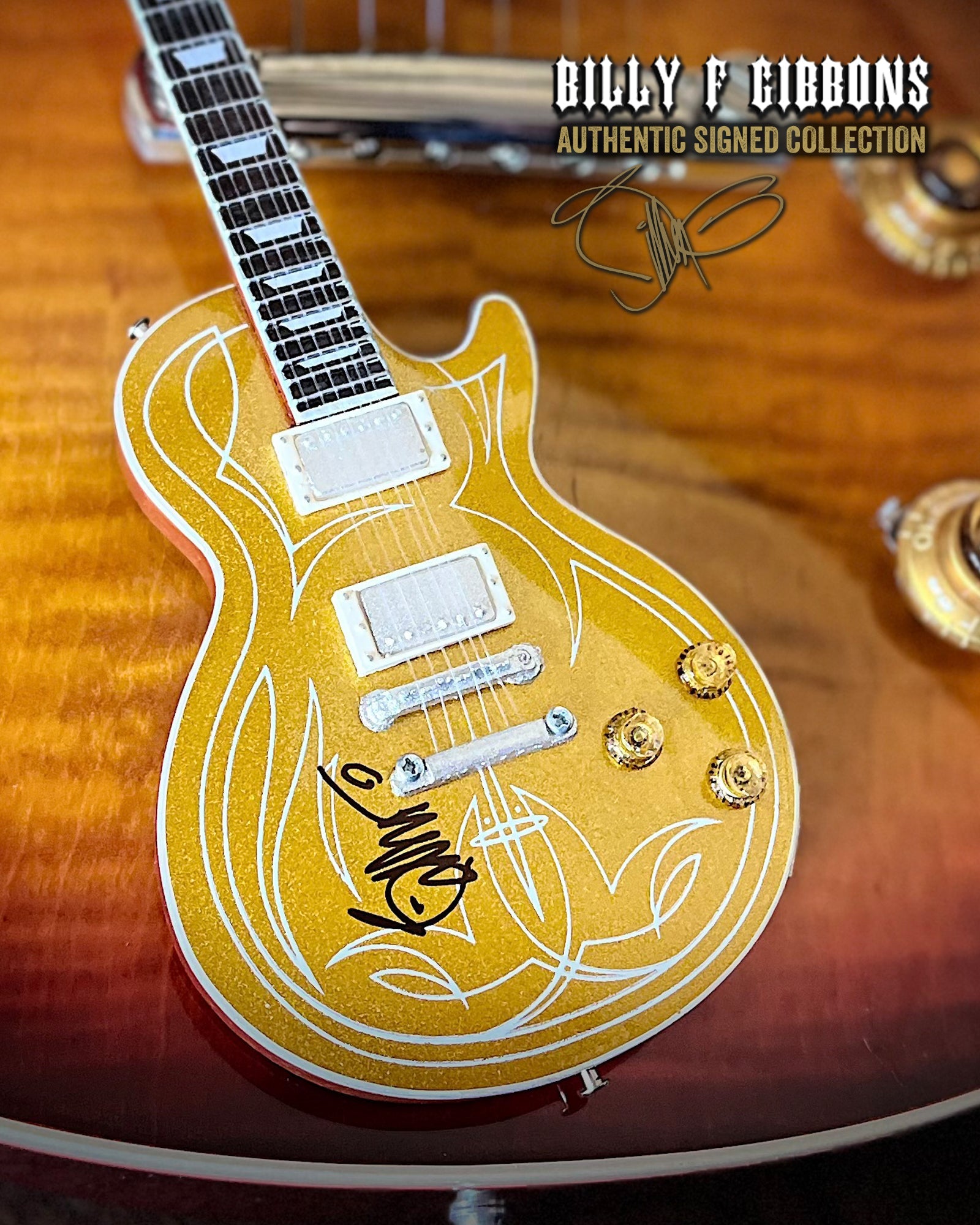 Autographed Billy F Gibbons Signature 1:4 Scale Mini Guitar Models 1st Edition 2023