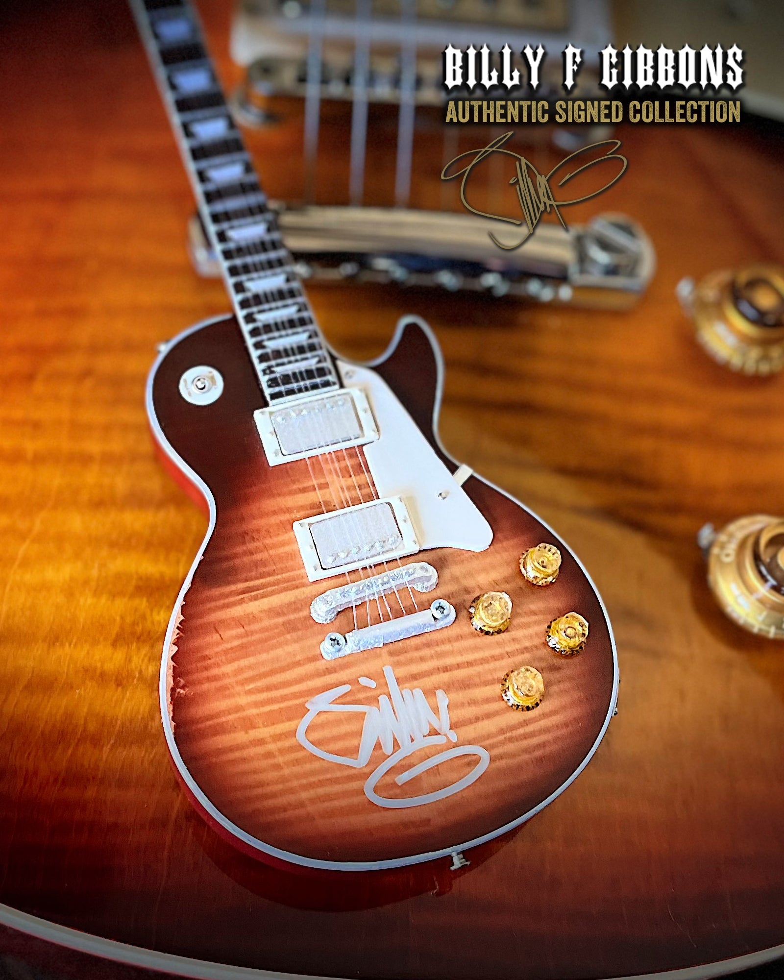Autographed Billy F Gibbons Signature 1:4 Scale Mini Guitar Models 1st Edition 2023