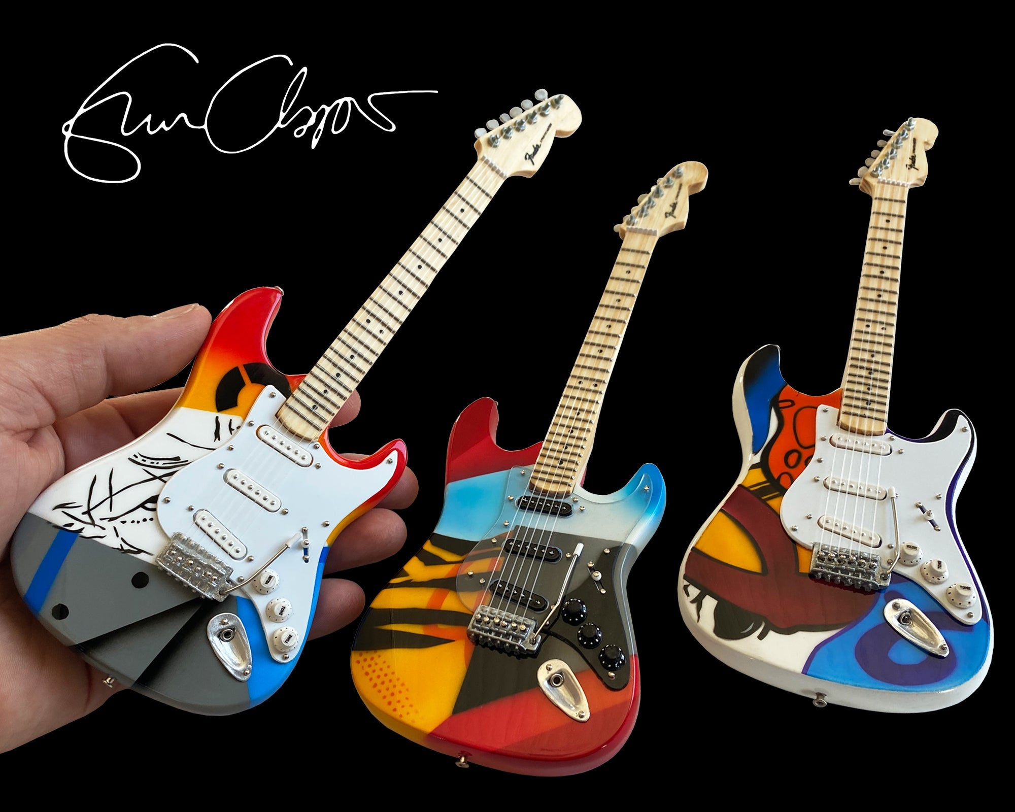 FranklinMint.com | Eric Clapton CRASH Set of 3 Mini Guitar
