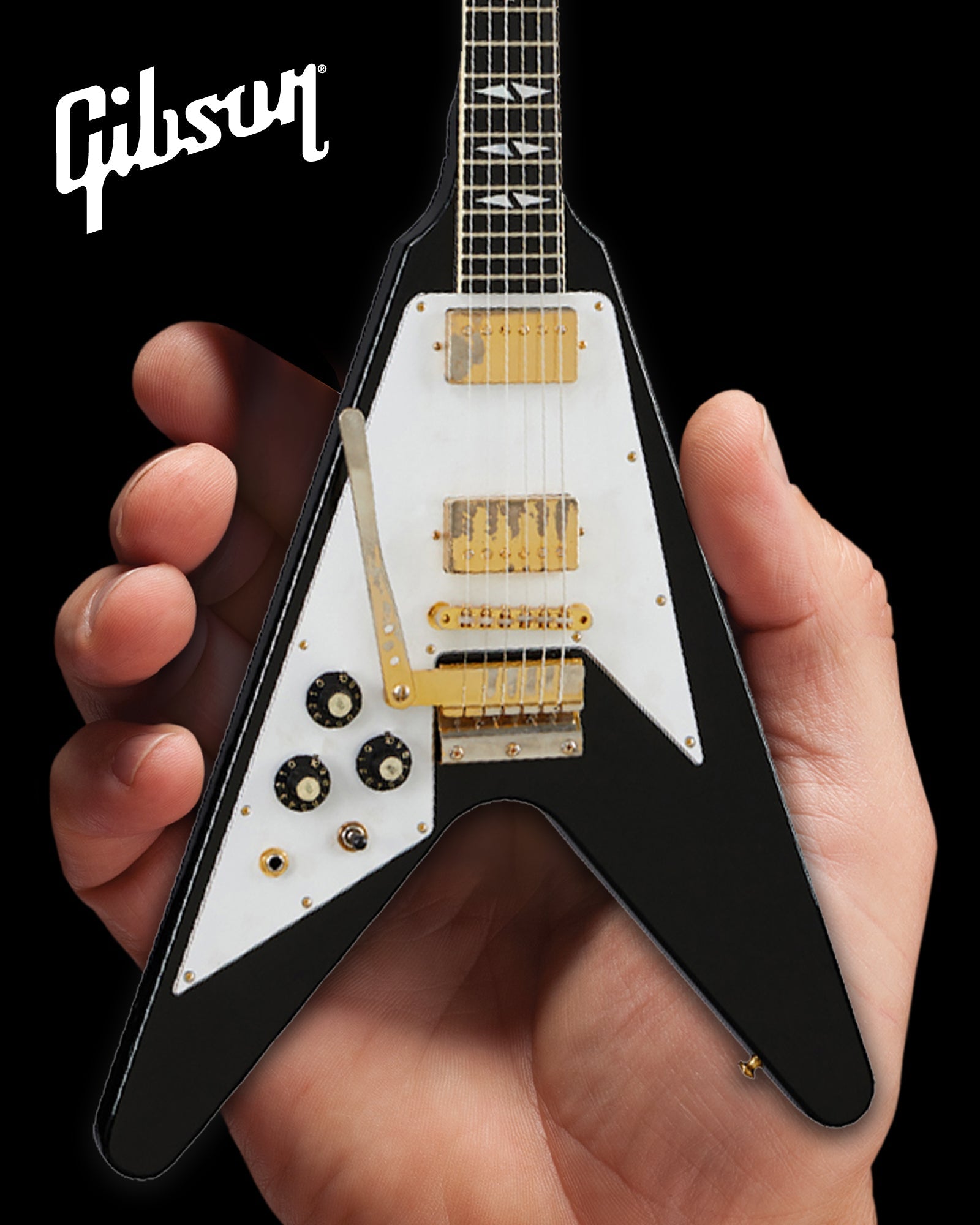 *NEW Jimi Hendrix™ Gibson 1969 Flying V Left-Handed Ebony Finish 1:4 Scale Mini Guitar Model