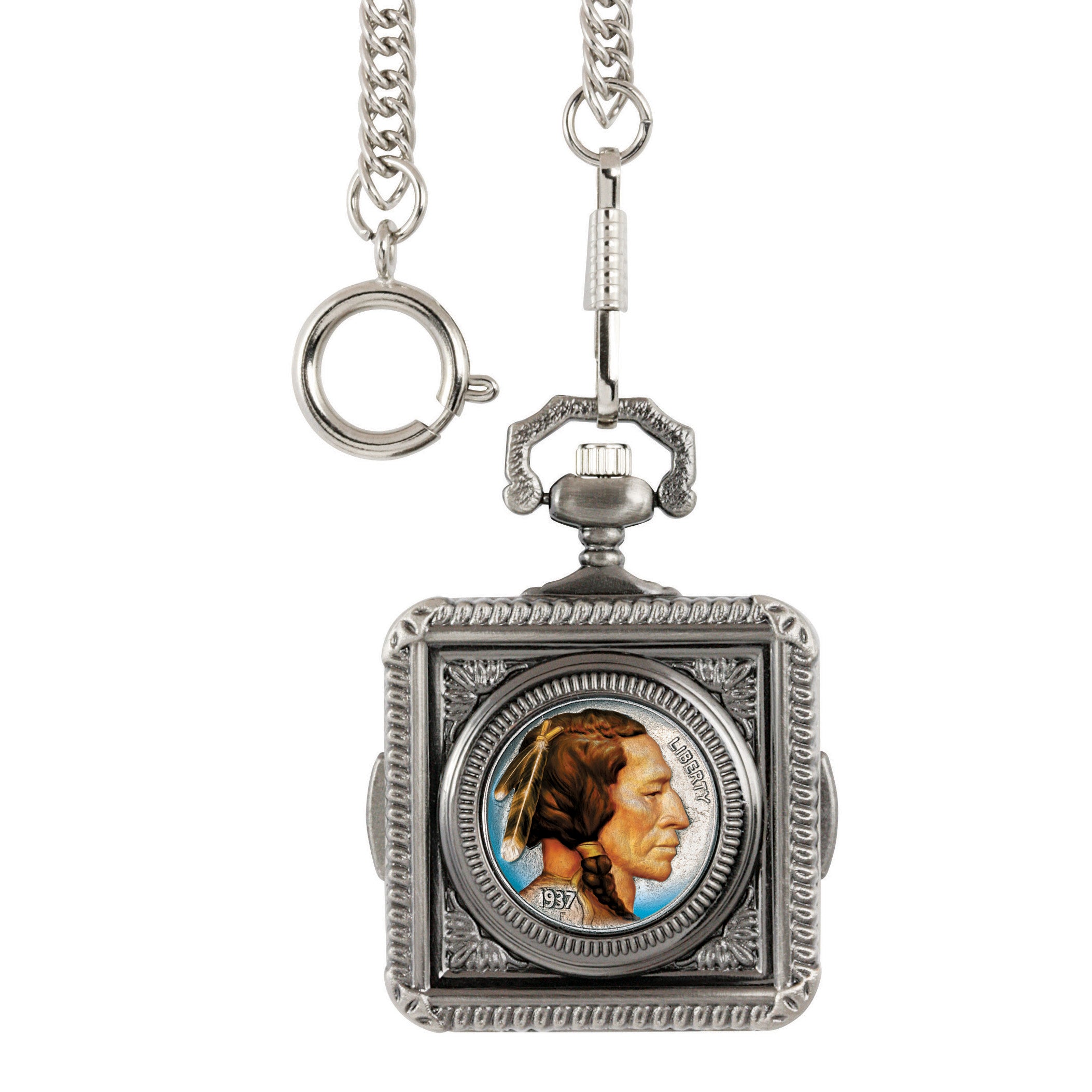 Colorized Buffalo Nickel Coin Pocket Watch