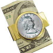 Franklin Silver Half Dollar Goldtone Coin Money Clip 
