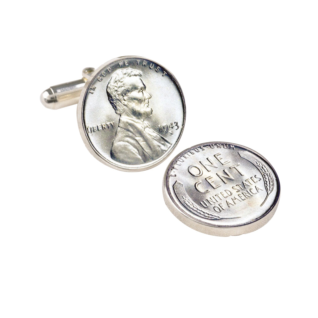 1943 Lincoln Steel Penny Coin Cuff Links
