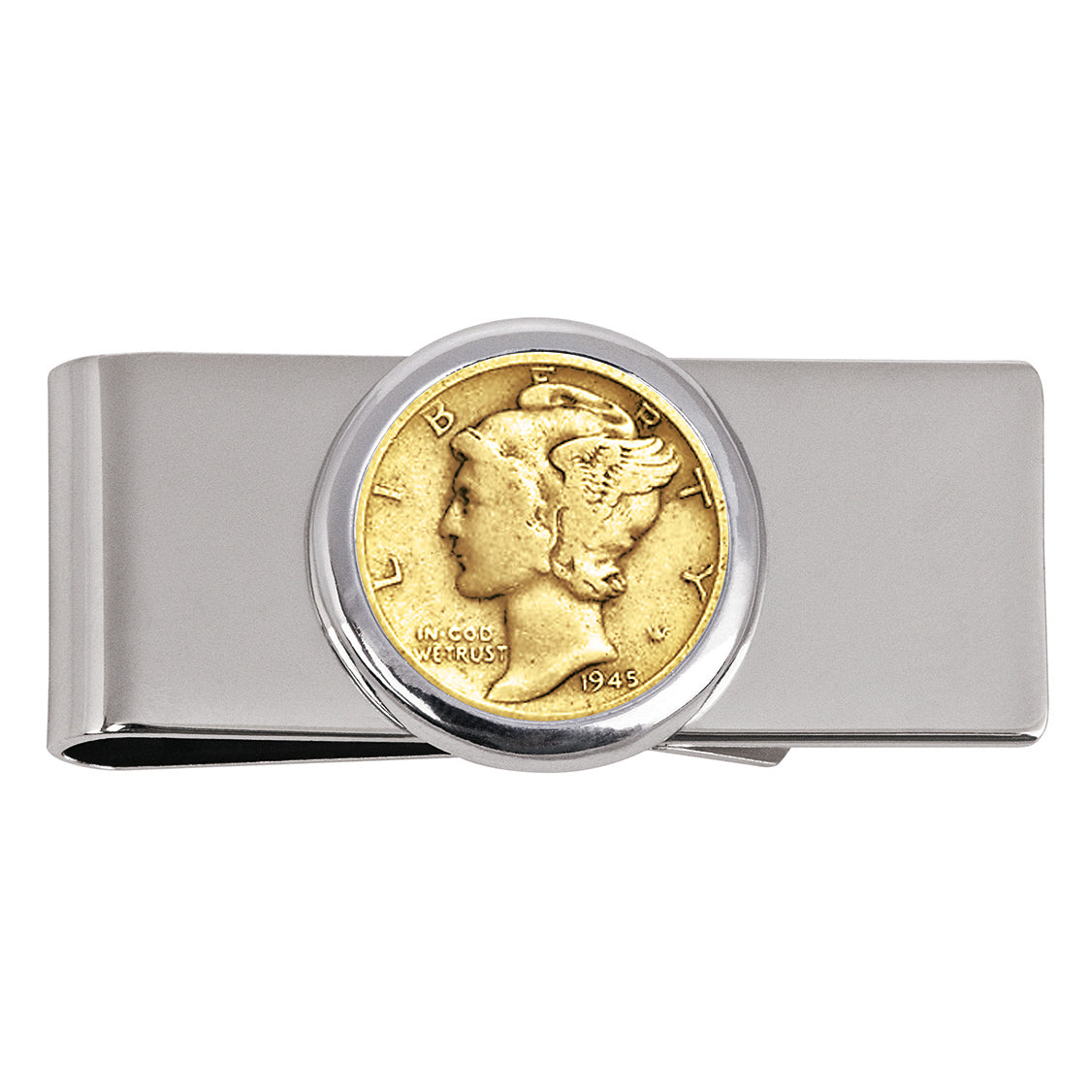 Silvertone Coin Money Clip with Gold-Layered Silver Mercury Dime