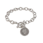 Sterling Silver Toggle Coin Bracelet with Silver Barber Dime