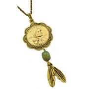 Sacagawea Brass and Turquoise Coin Pendant
