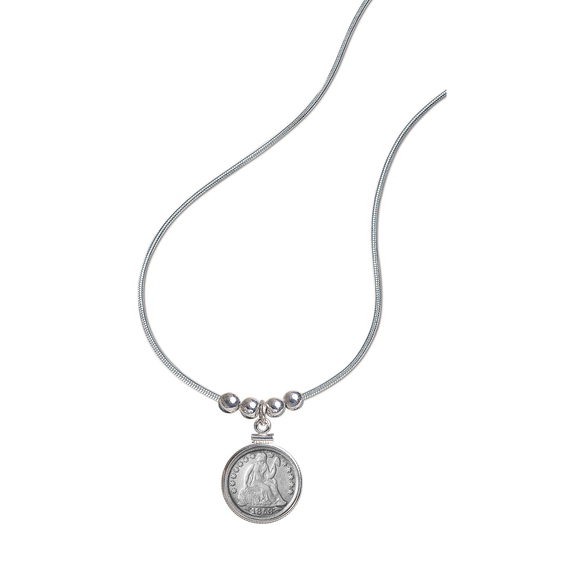 Sterling Silver Liberty Seated Dime Coin Pendant