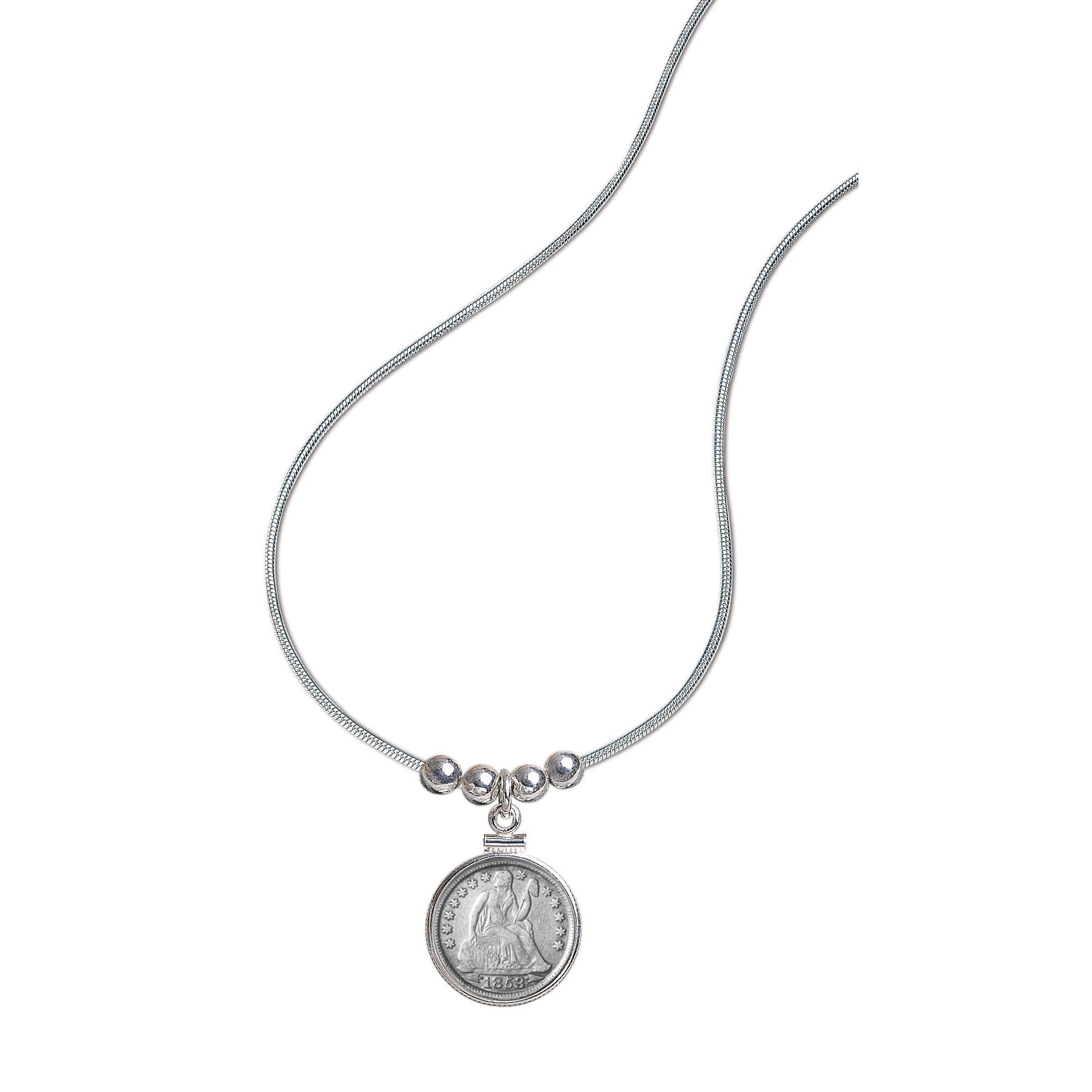 Sterling Silver Liberty Seated Dime Coin Pendant