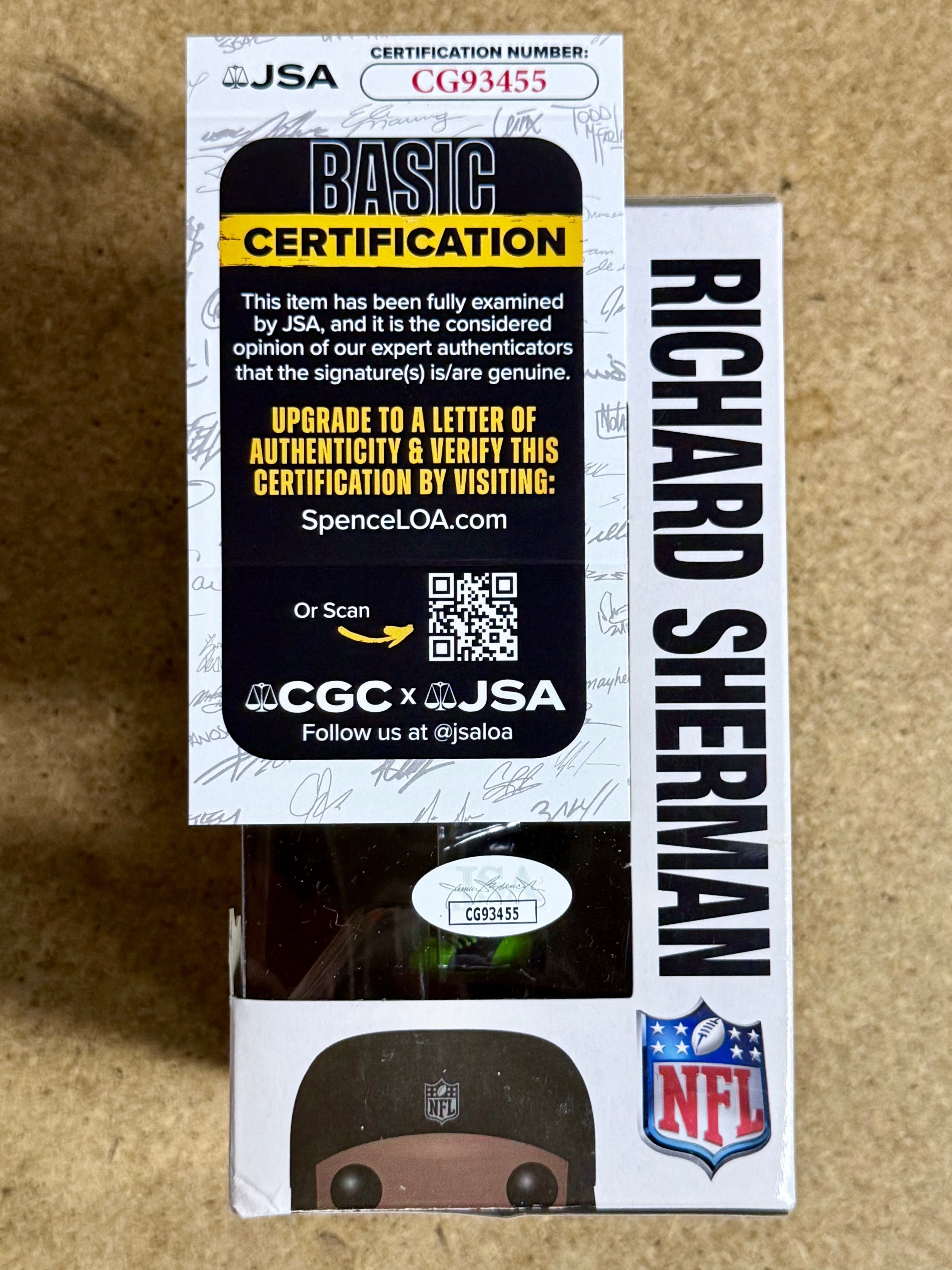 Autographed Richard Sherman NFL Seattle Seahawks Vaulted Funko Pop! #02