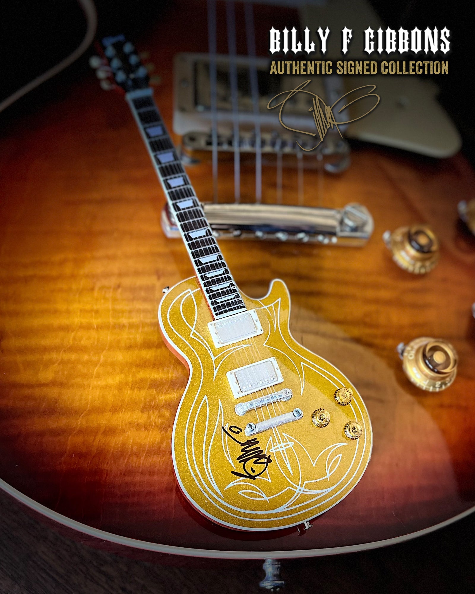 Autographed Billy F Gibbons Signature 1:4 Scale Mini Guitar Models 1st Edition 2023