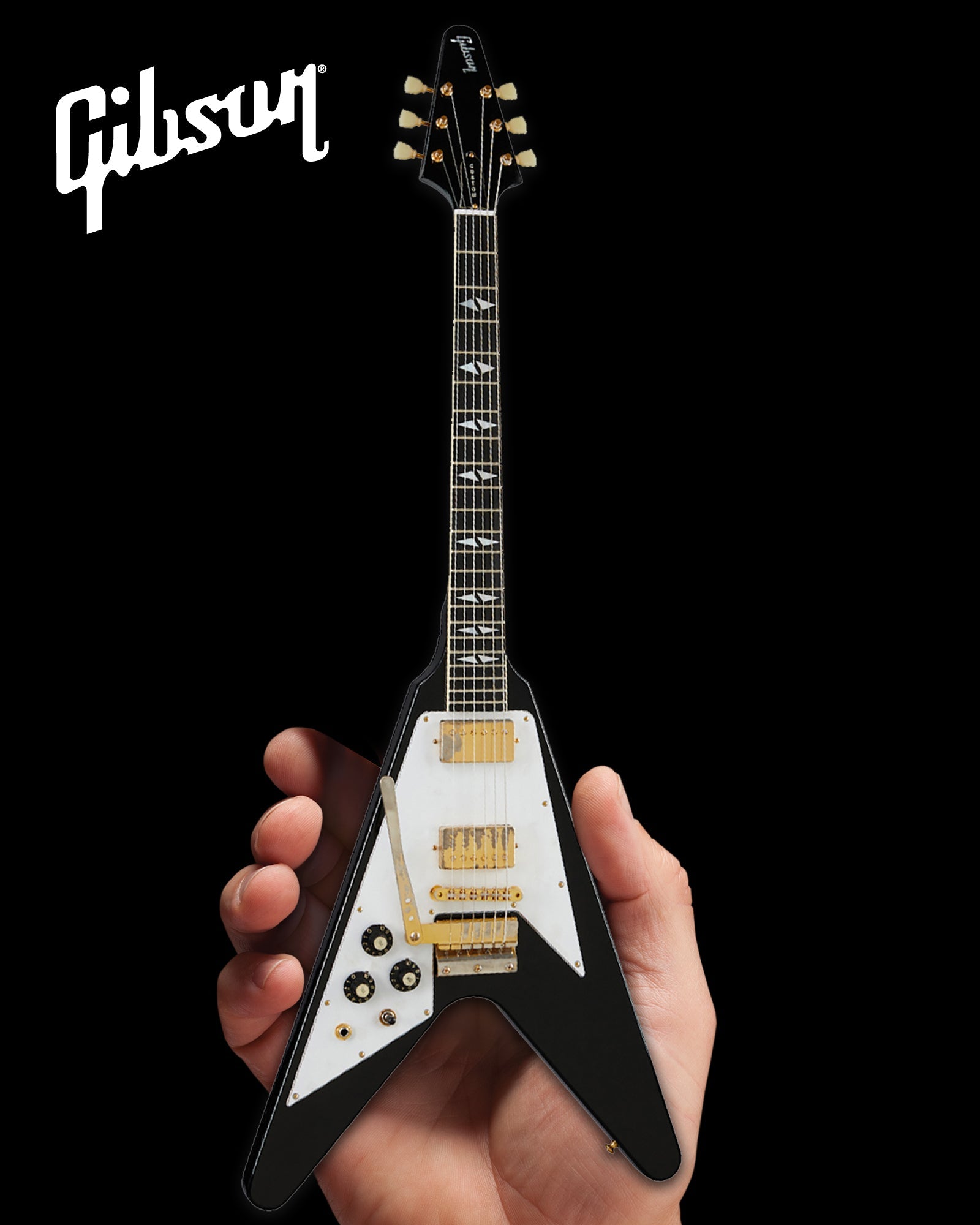 *NEW Jimi Hendrix™ Gibson 1969 Flying V Left-Handed Ebony Finish 1:4 Scale Mini Guitar Model