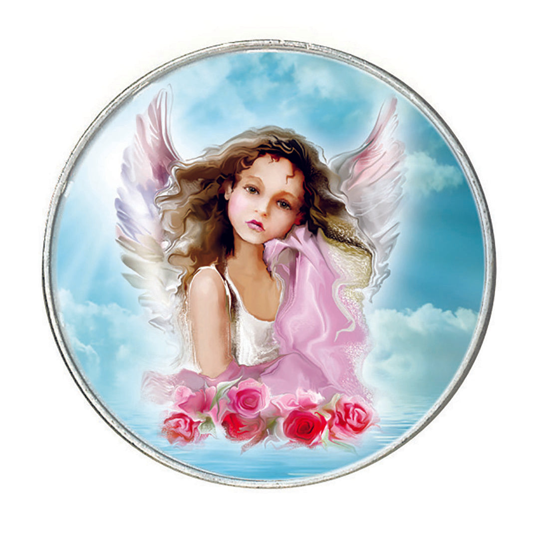 Guardian Angel Colorized JFK Half Dollar Coin Pocket Token