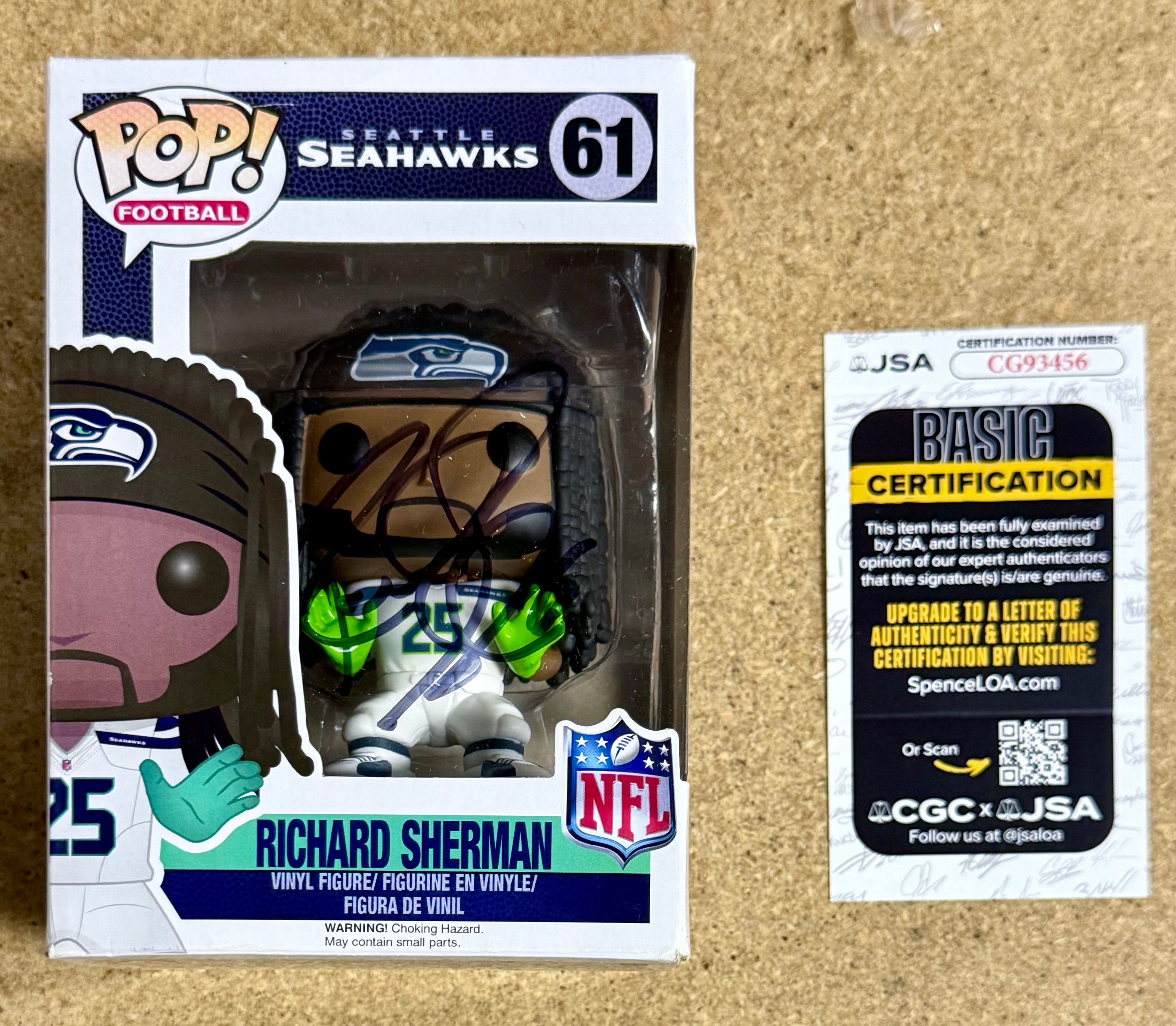 Autographed Richard Sherman NFL Seattle Seahawks Vaulted Funko Pop! #61