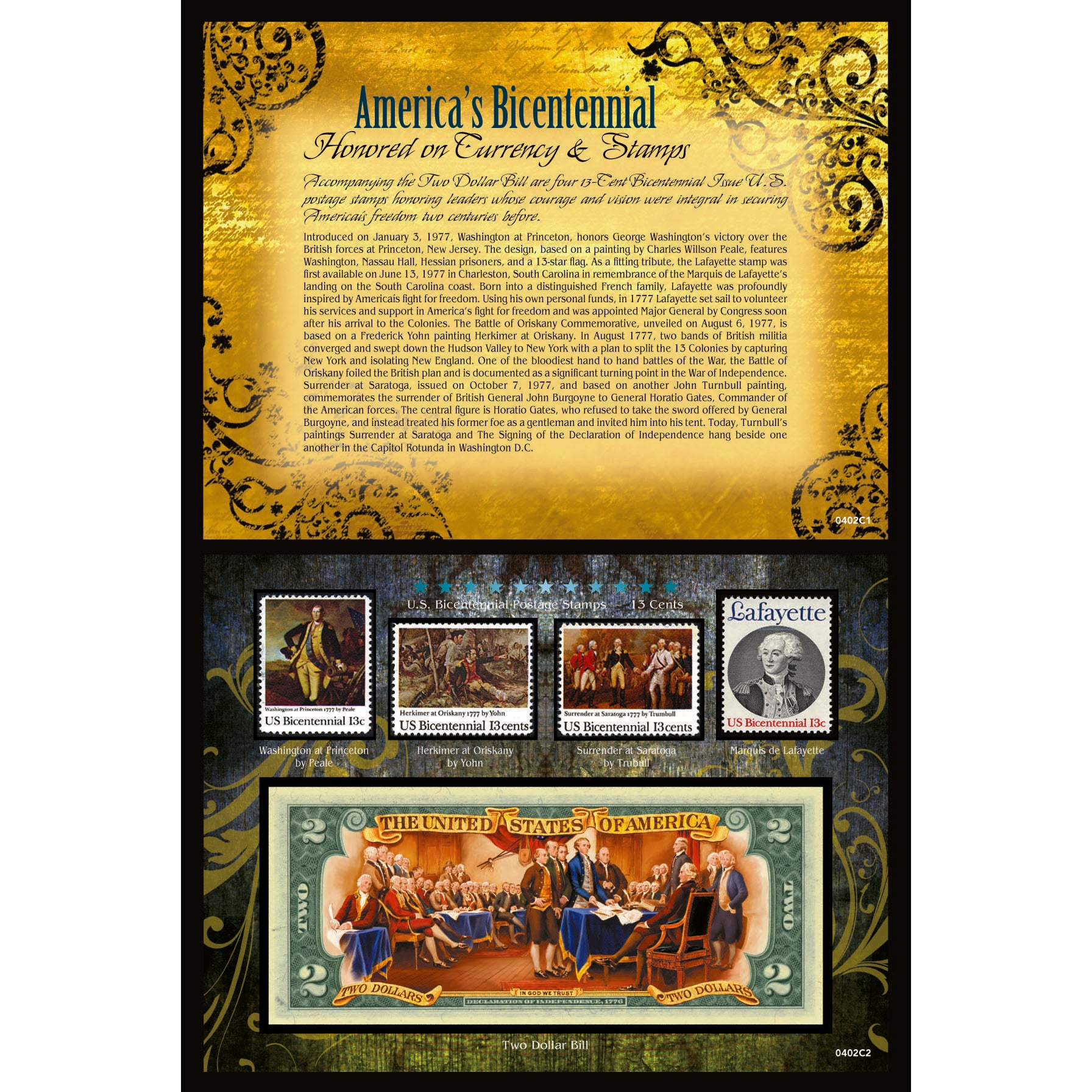 America's Bicentennial Honored on Currency & Stamps 