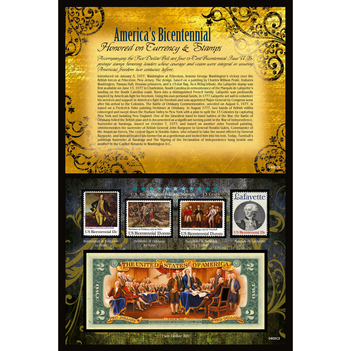 America's Bicentennial Honored on Currency & Stamps 