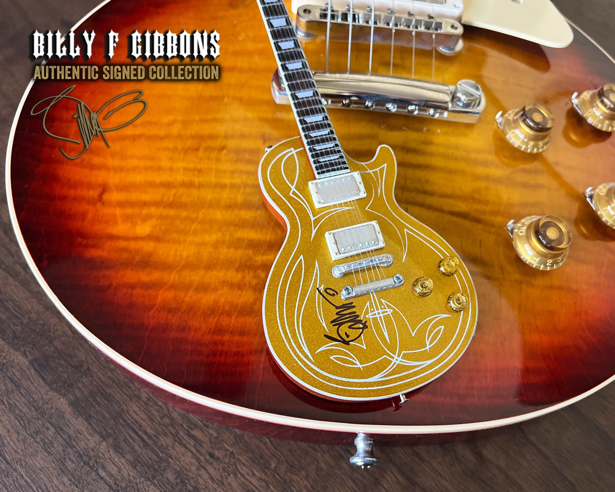 Autographed Billy F Gibbons Signature 1:4 Scale Mini Guitar Models 1st Edition 2023