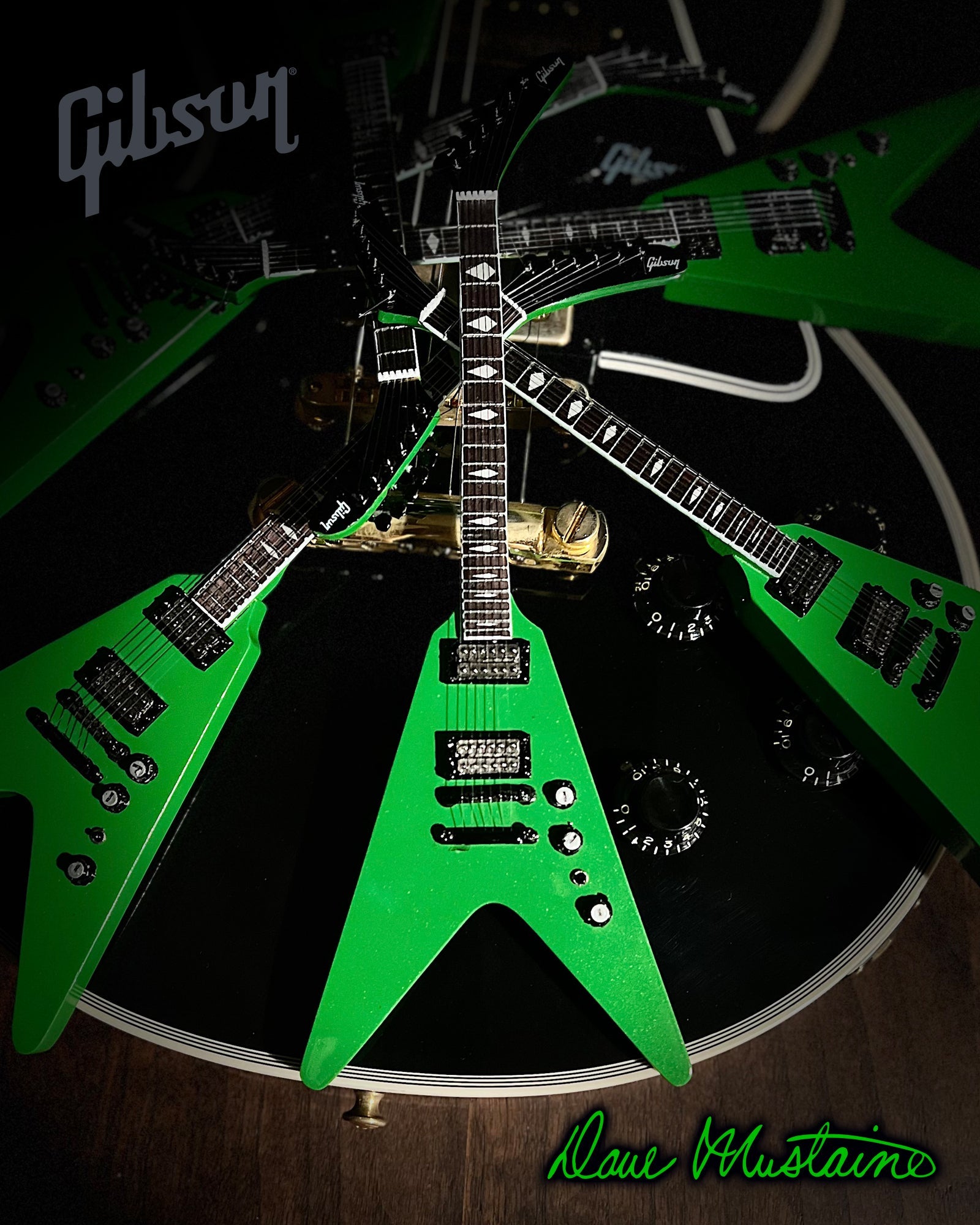 Dave Mustaine Gibson Flying V EXP Rust In Peace Alien Tech Green