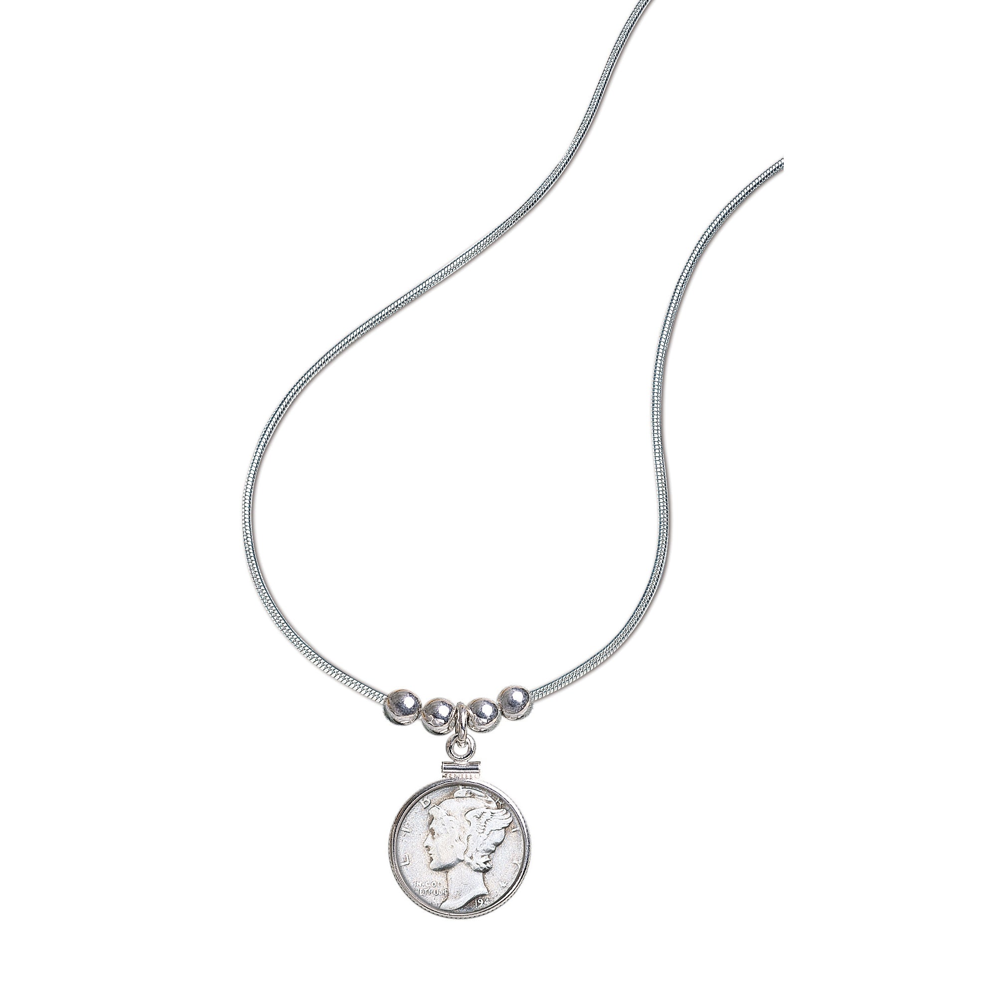 Year To Remember Coin and Sterling Silver Bead Coin Pendant