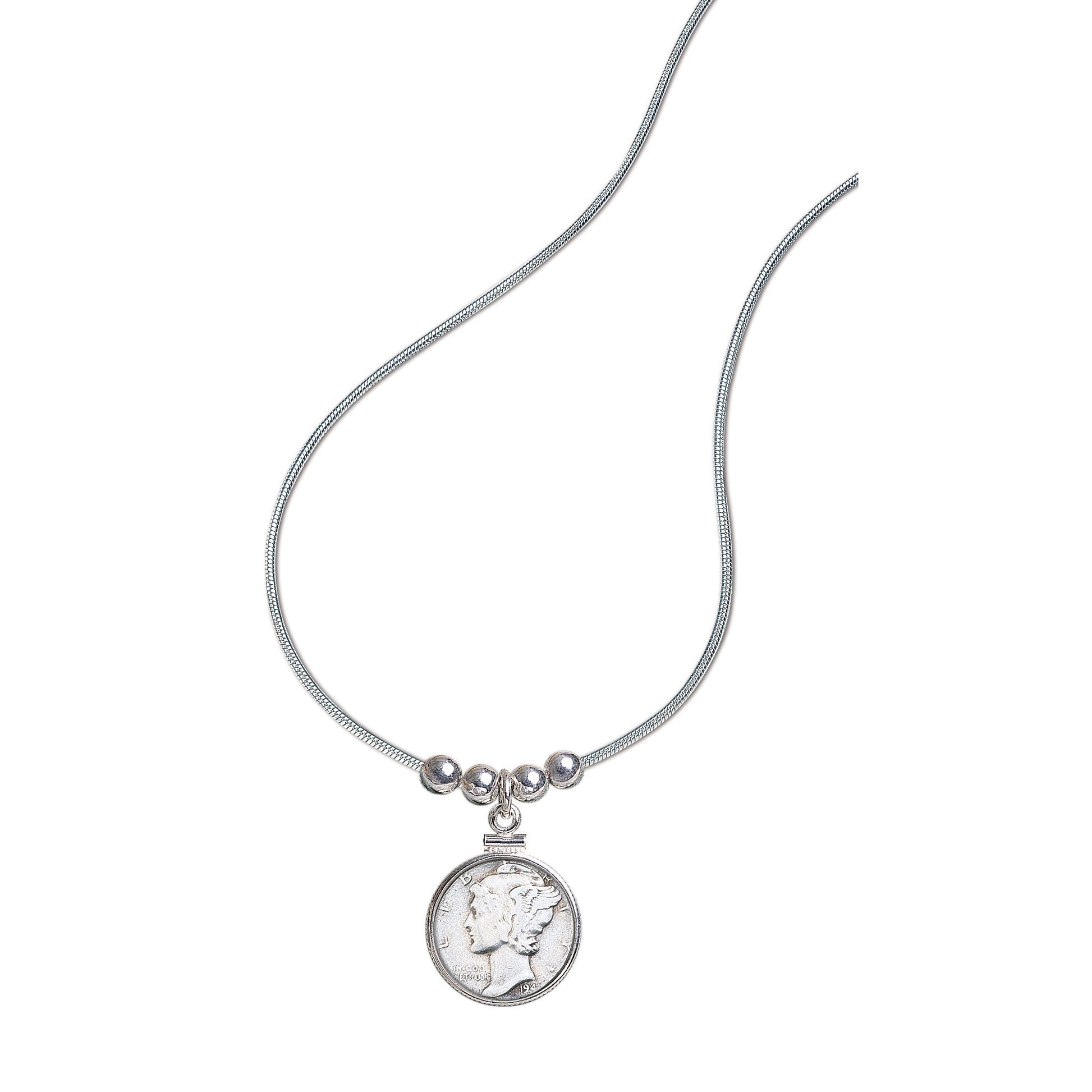 Sterling Silver Mercury Dime Coin Pendant