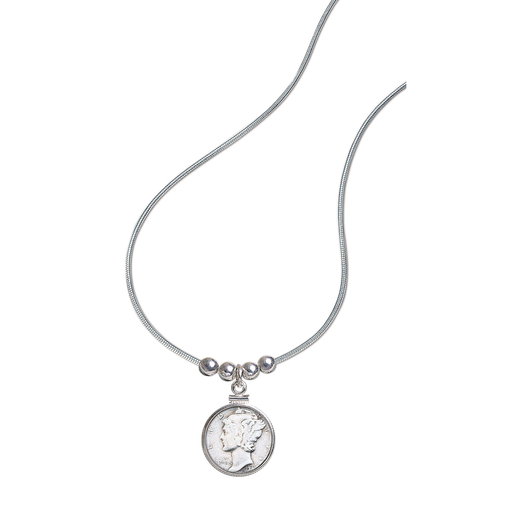 Sterling Silver Mercury Dime Coin Pendant