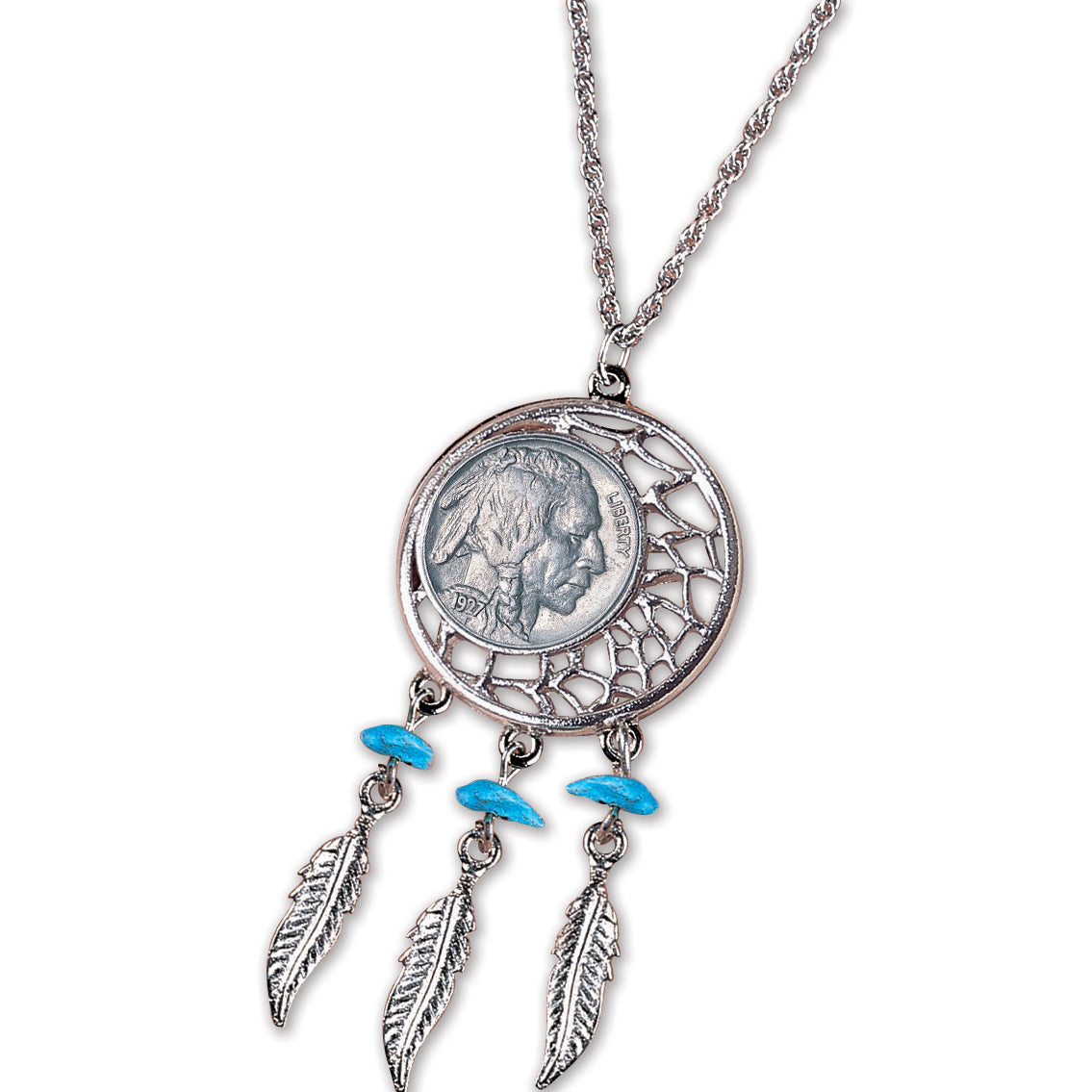 Buffalo Nickel Dream Catcher Coin Pendant