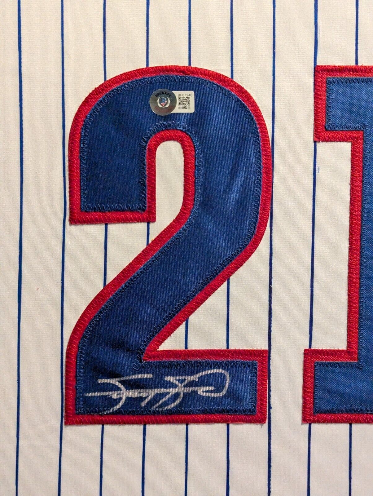 Autographed Sammy Sosa Chicago Cubs Suede Framed Jersey