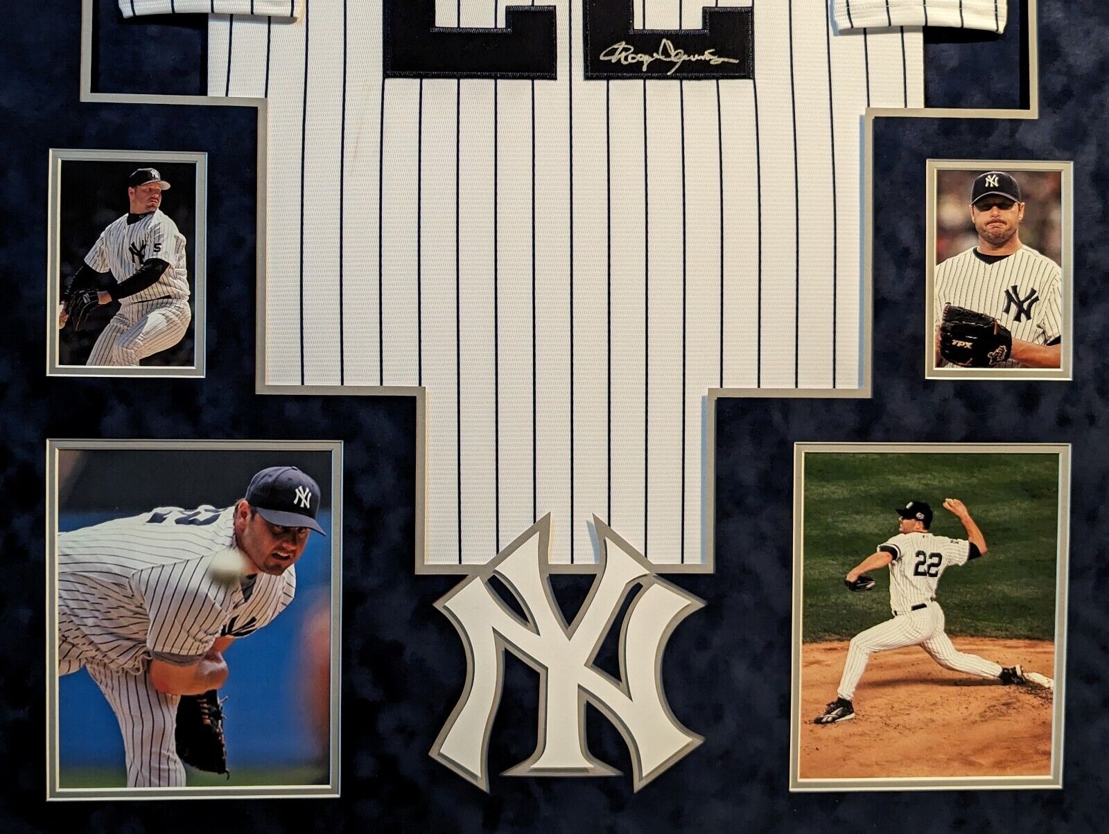Autographed Roger Clemens New York Yankees Framed Suede Jersey