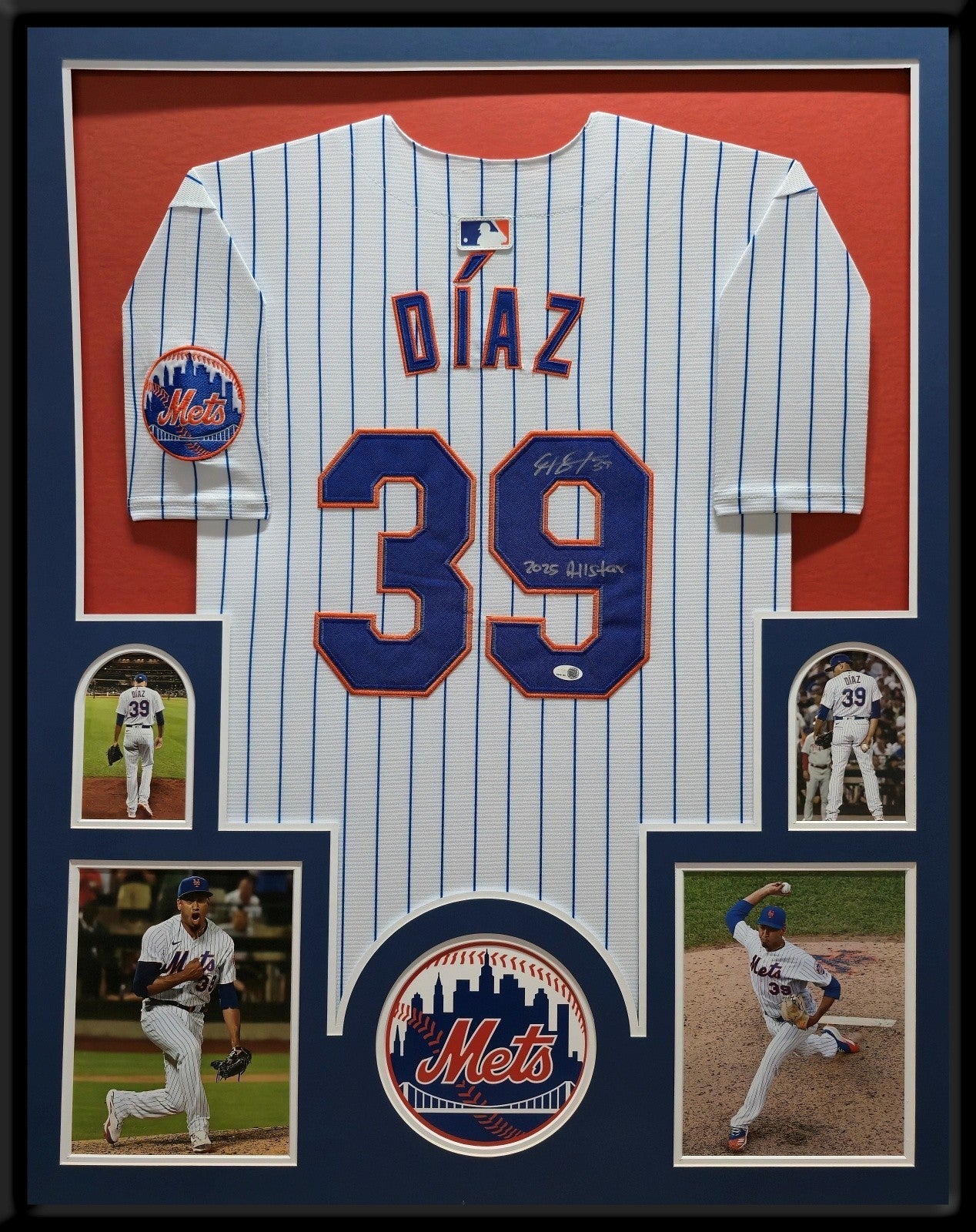 Autographed Edwin Diaz Framed New York Mets Inscribed Jersey