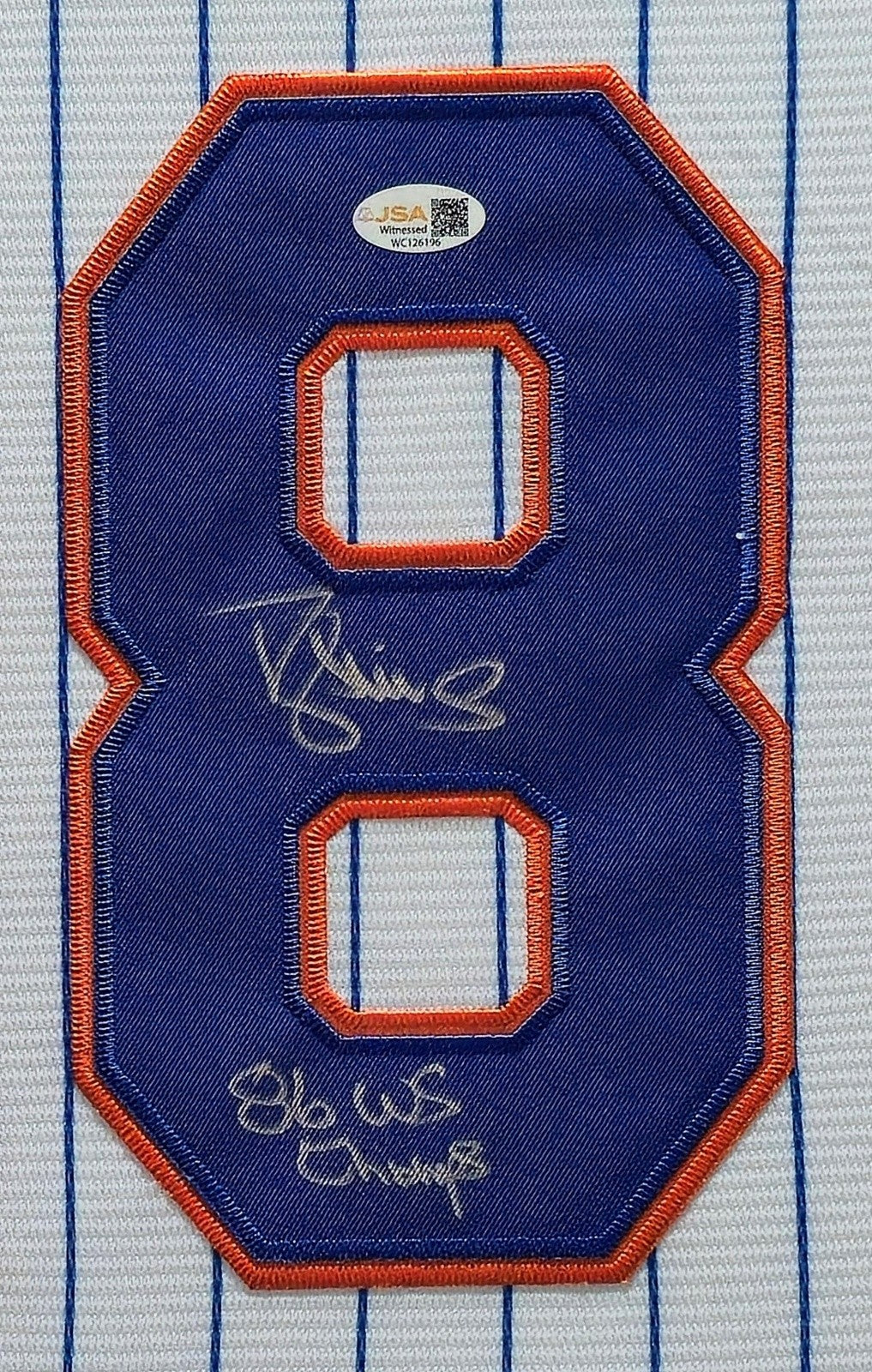 Autographed Darryl Strawberry New York Mets Inscribed Suede Framed Jersey