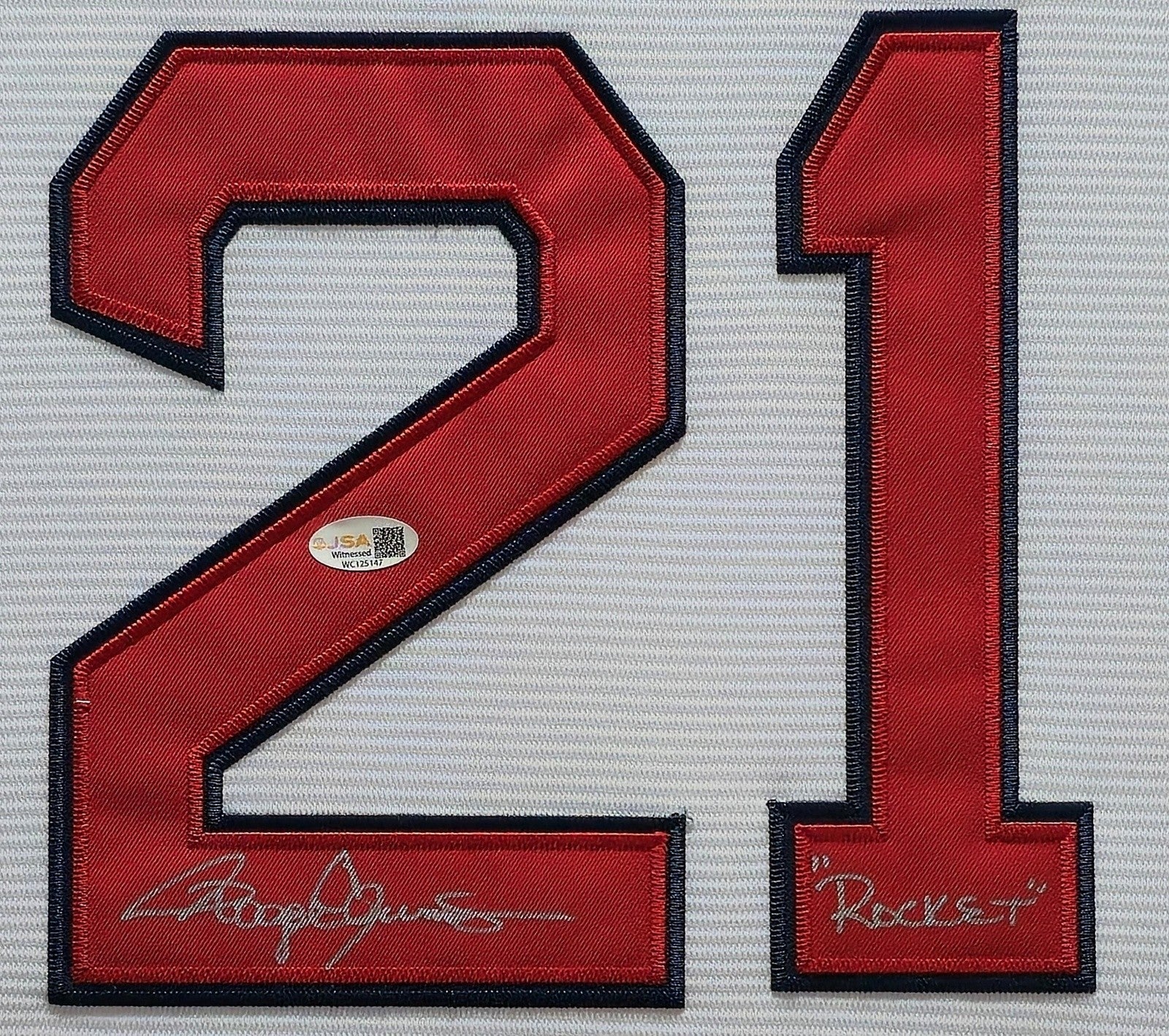Autographed Roger Clemens Boston Red Sox Suede Framed Jersey