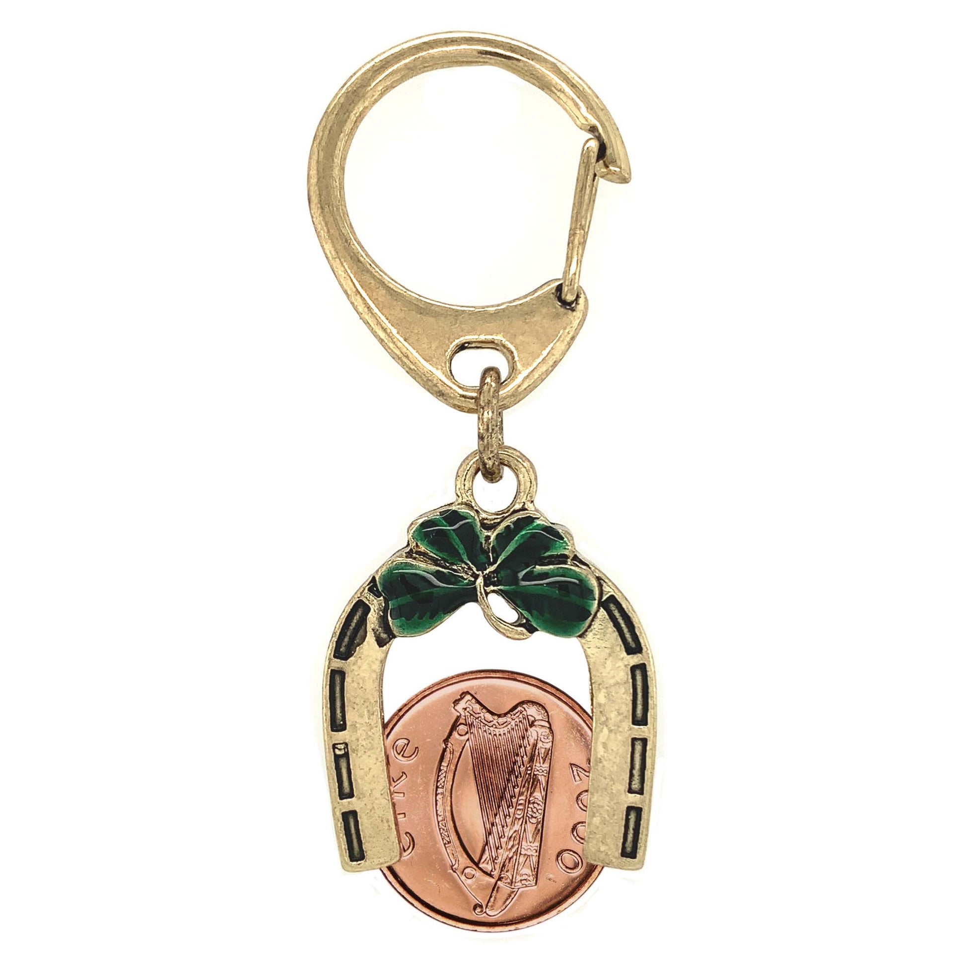Horseshoe Lotto Scratcher Coin Keychain with Irish Penny Coin Jewelry