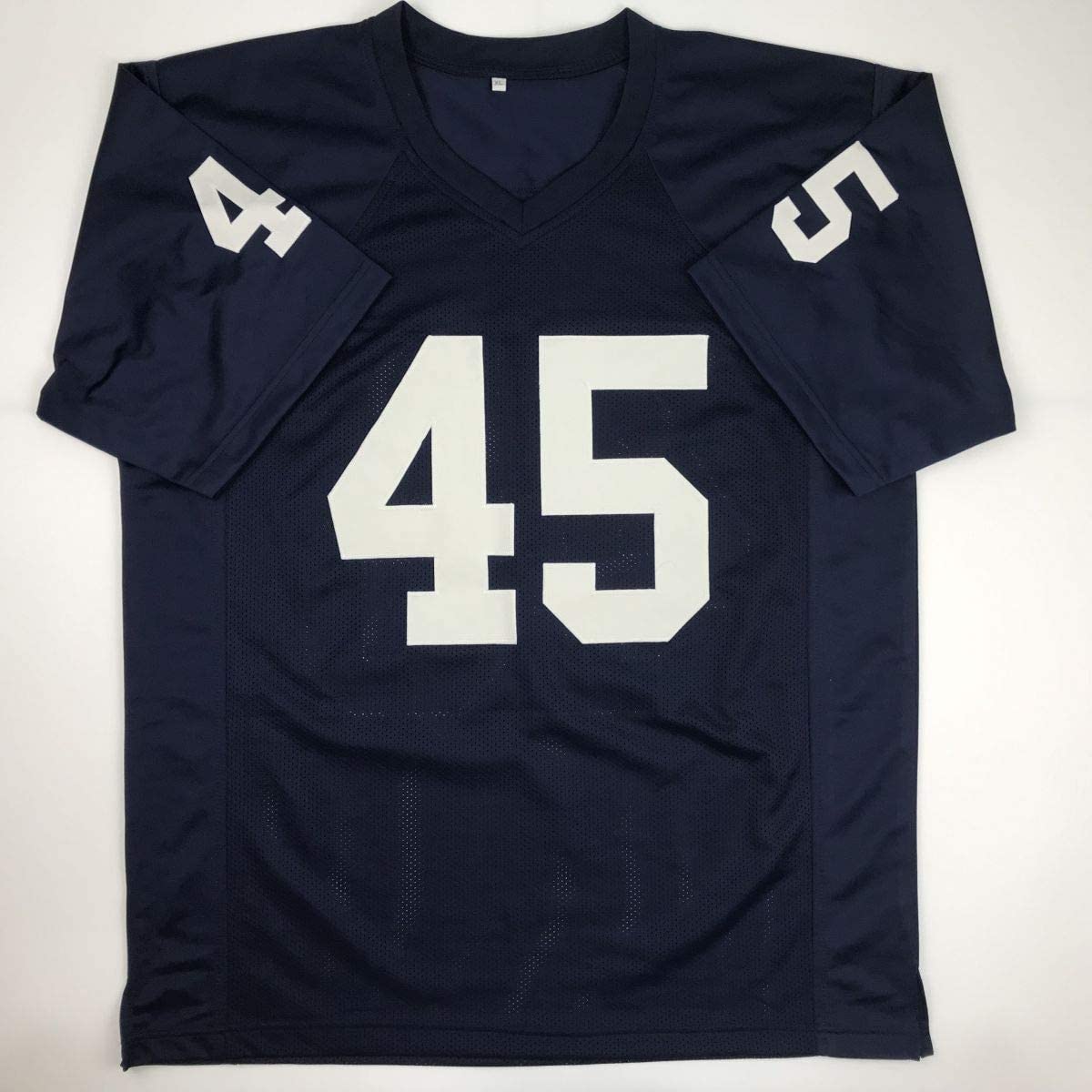 Autographed Rudy Ruettiger Never Quit Notre Dame Blue College Football Jersey