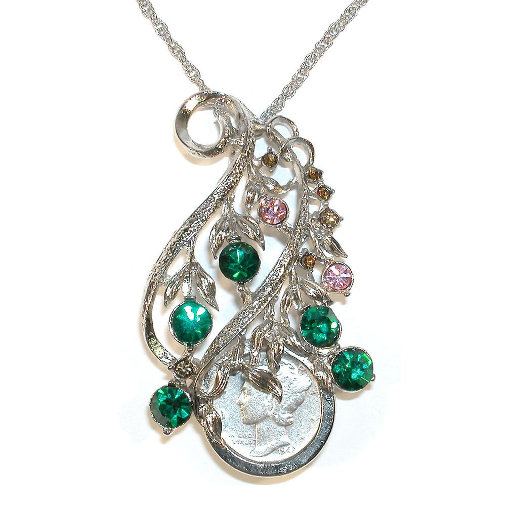 Silver Mercury Dime Vine Pin/Coin Pendant