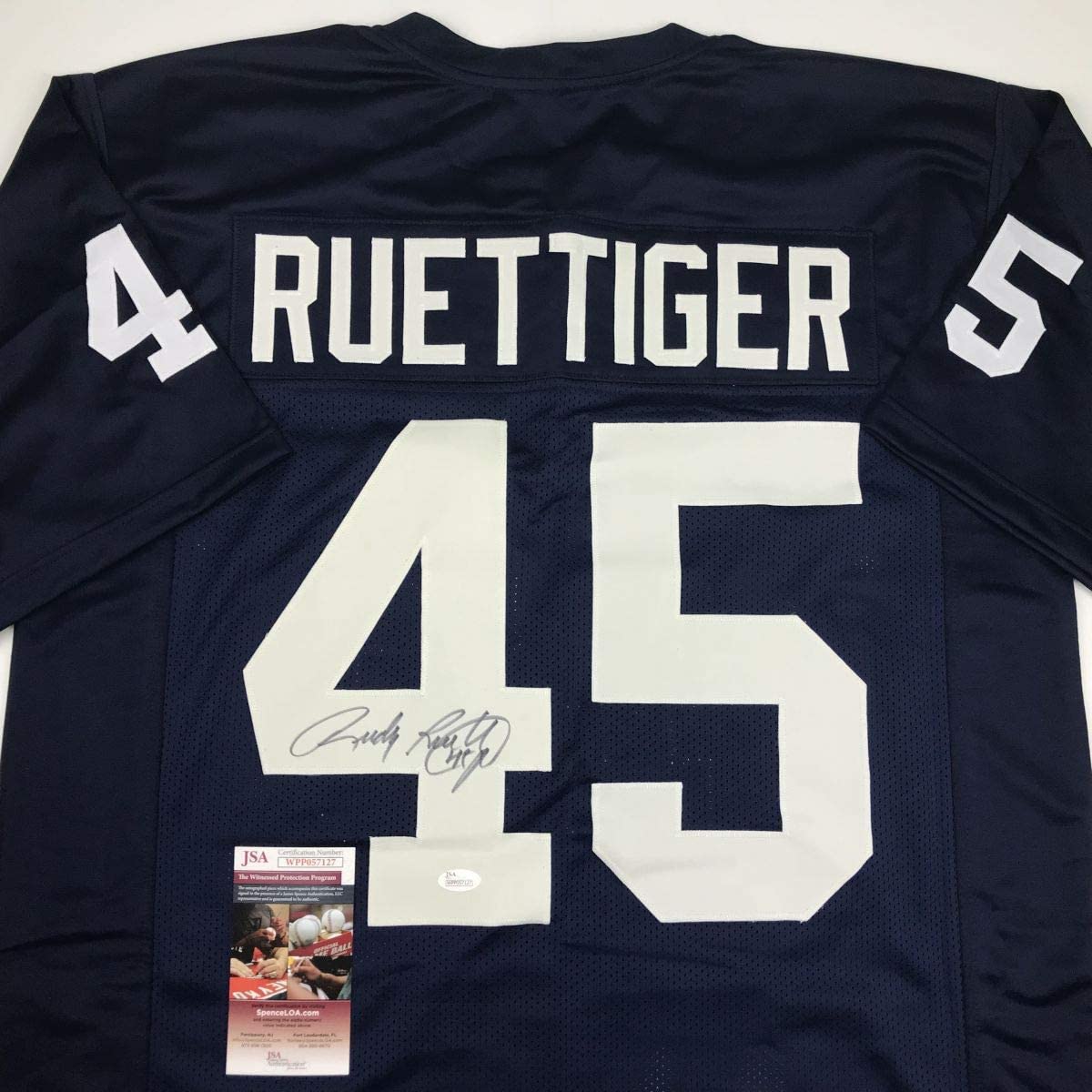Autographed Rudy Ruettiger Notre Dame Blue College Football Jersey