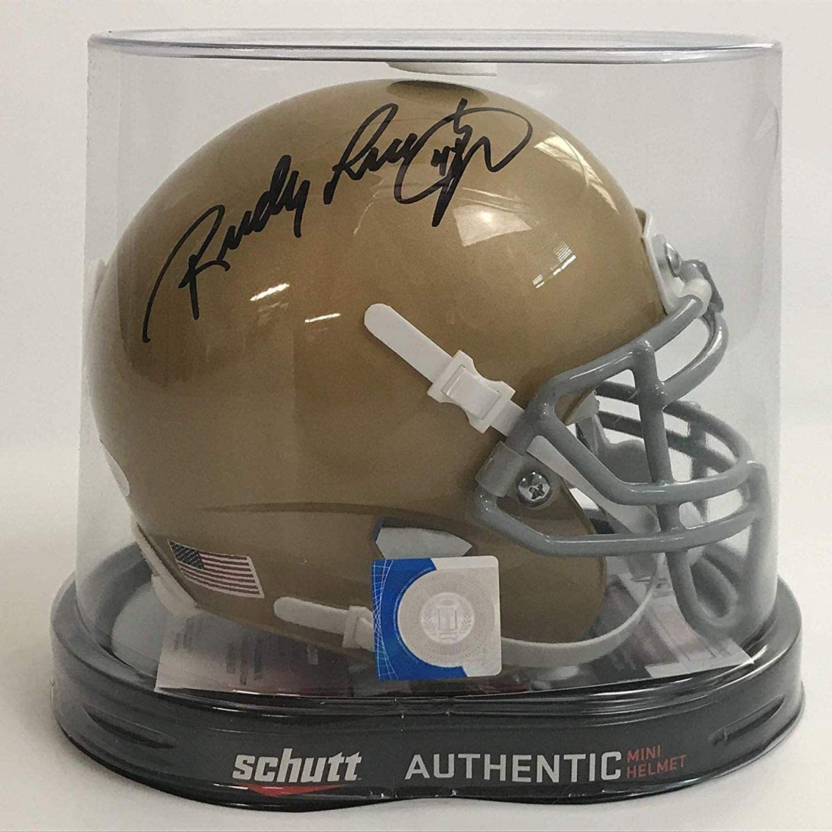 Autographed Rudy Ruettiger Notre Dame Irish Football Mini Helmet