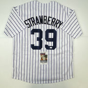 Autographed Darryl Strawberry New York Pinstripe Baseball Unframed Jersey