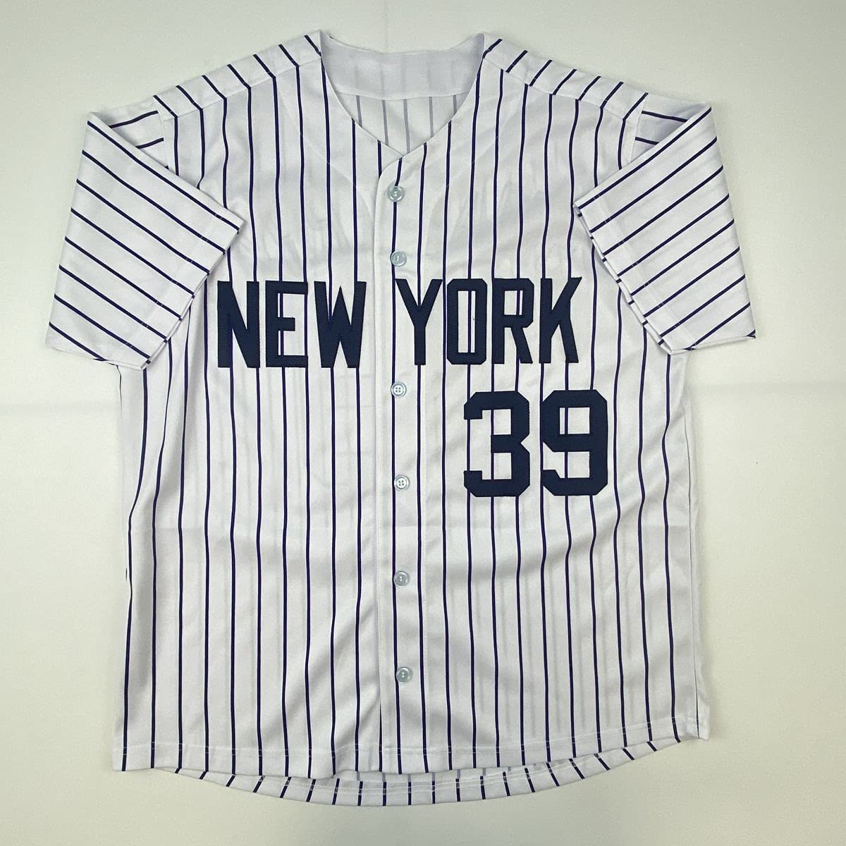 Autographed Darryl Strawberry New York Pinstripe Baseball Unframed Jersey